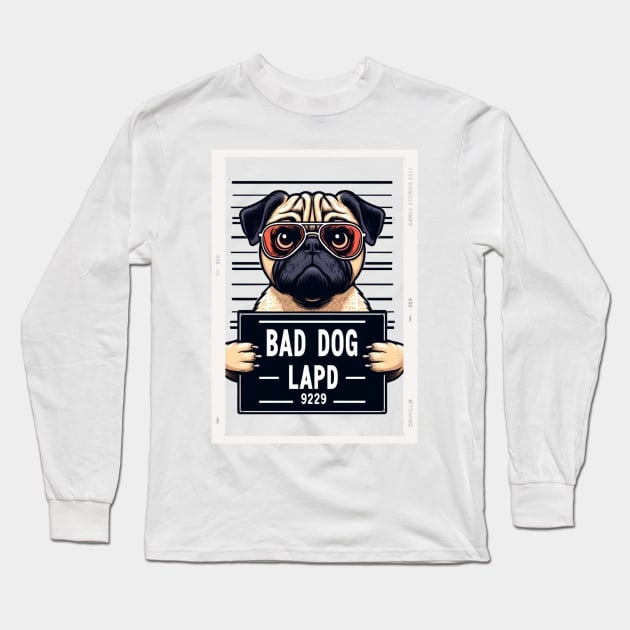 LAPD Mugshot of Bad Dog Long Sleeve T-Shirt by Shawn's Domain